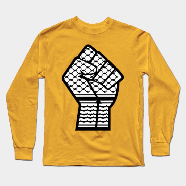 Keffiyeh Black Power Fist - Left Side - Back Long Sleeve T-Shirt by SubversiveWare